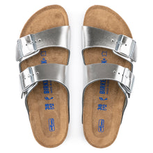 Load image into Gallery viewer, Arizona Soft Footbed Metallic Silver Leather