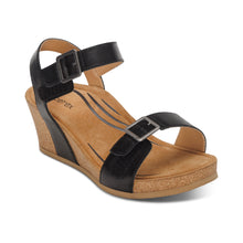Load image into Gallery viewer, Lexa Black Leather Wedge
